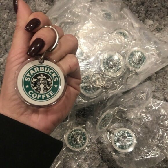 Starbucks Original Logo Keychain Lucite Pendant Fob Coffee Key Ring Vintage - Picture 8 of 9